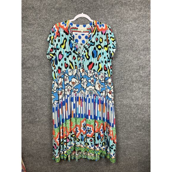 Jayshree Dalal Fiji 2 A-Line Dress Black Blue Retail Medium $125.00 - Picture 3 of 13